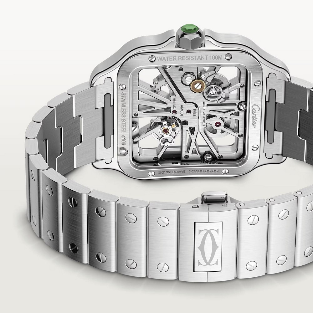 Đồng Hồ Cartier Santos De Cartier Large Watch Nam Xám Xanh Lá